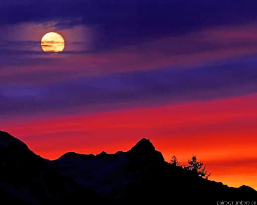 Mountain Silhouette Landscapes Painting By Numberss.png
