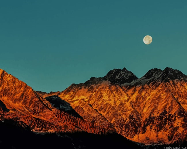 Mountains And Moon Landscapes Painting By Numberss.png
