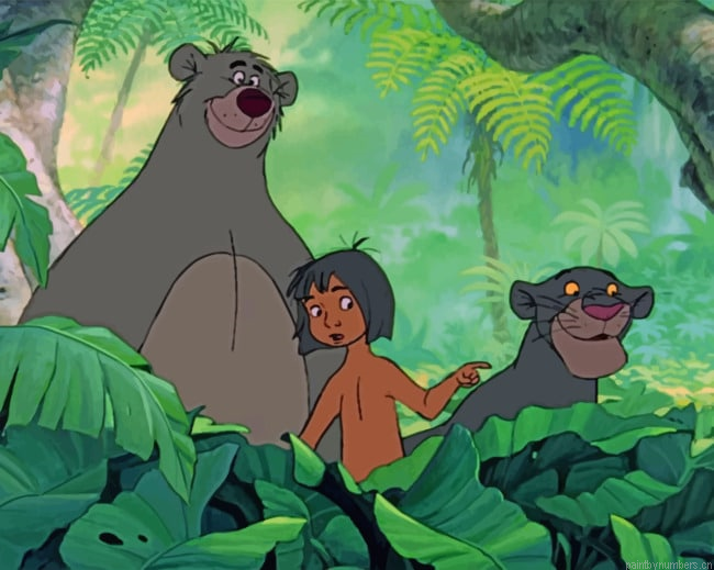 Mowgli And Animals Cartoons Painting By Numberss.png