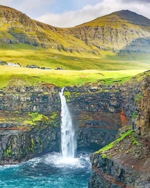 Mulafossur Waterfall Landscapes Painting By Numberss.png