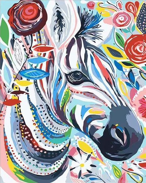 Multicolor Zebra Animals Painting By Numbers.png