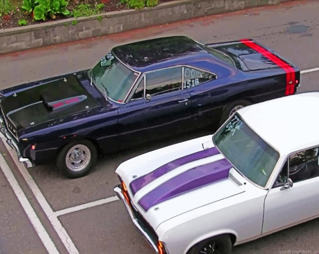 Muscle Cars Parked Painting By Numbers.png