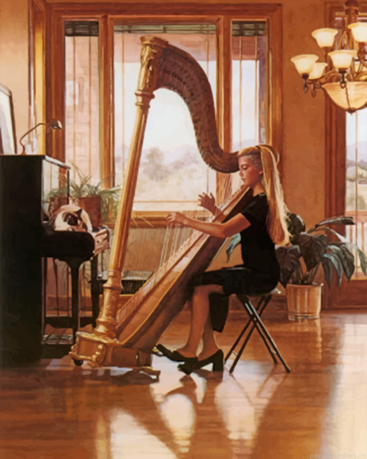 Musician Girl Painting By Numberss.png