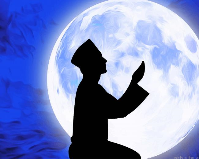 Muslim Man Praying Silhouette Painting By Numberss.png