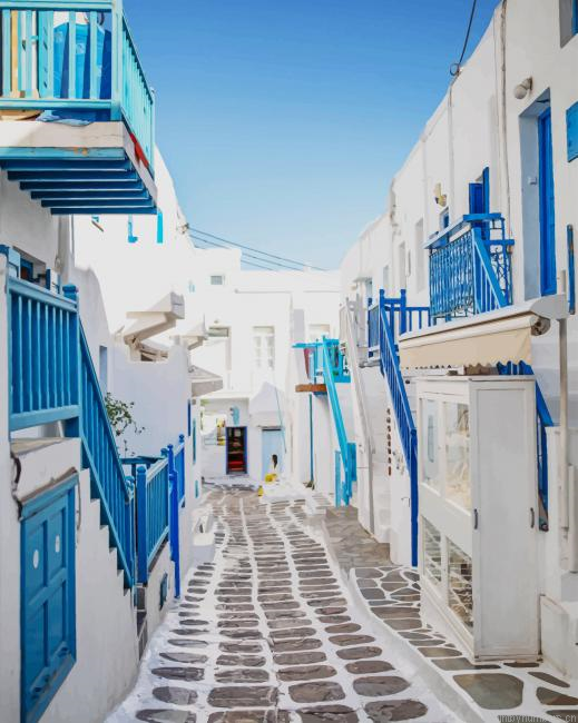 Mykonos Greece Street Cities Painting By Numbers.png