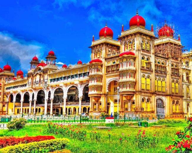 Mysore Palace India Buildings Painting By Numberss.png