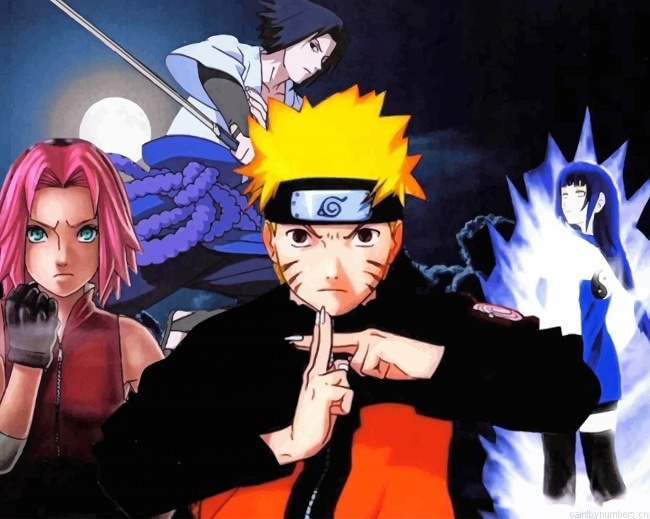 Naruto Sasuke Sakura Hinata Animations Painting By Numberss.png