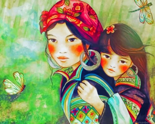 Native Mother And Baby Painting By Numbers.png