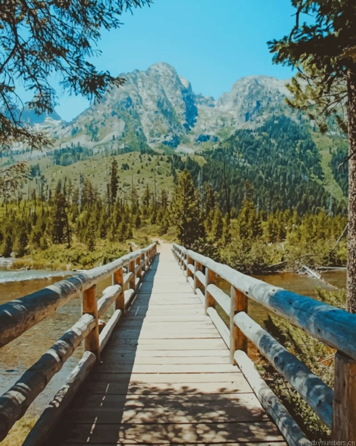 Nature Wooden Bridge Landscapes Painting By Numberss.png