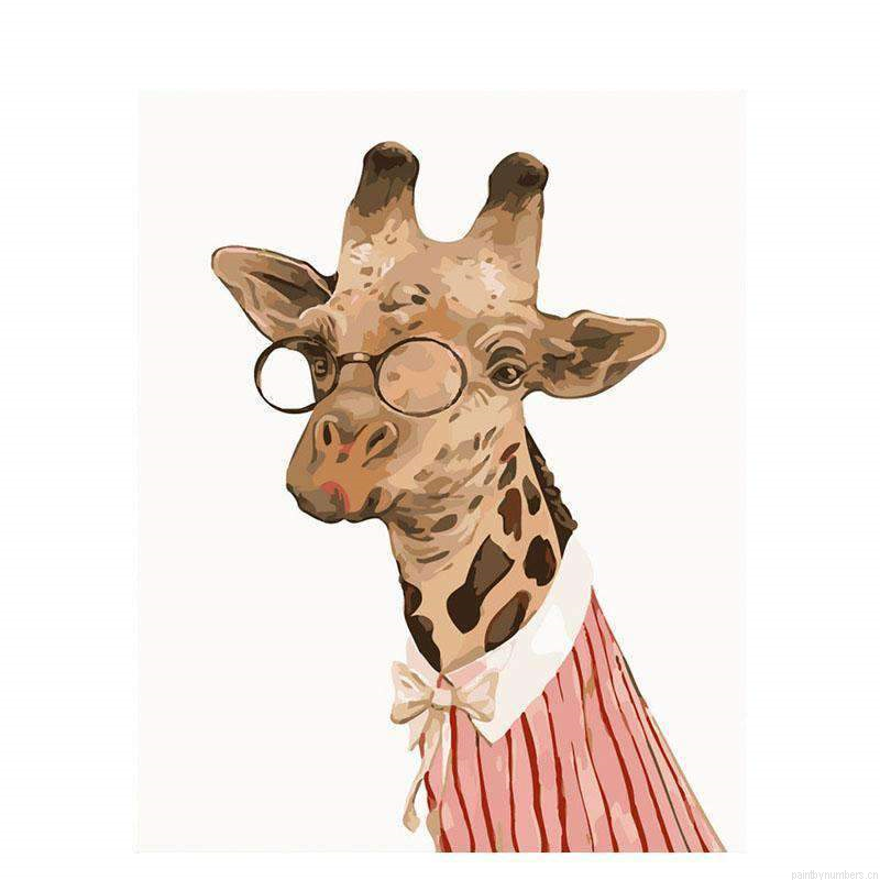 Nerdy Giraffe With Glasses Painting By Numbers.png