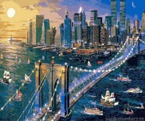 New York Brooklyn Bridge Cities Painting By Numbers.png
