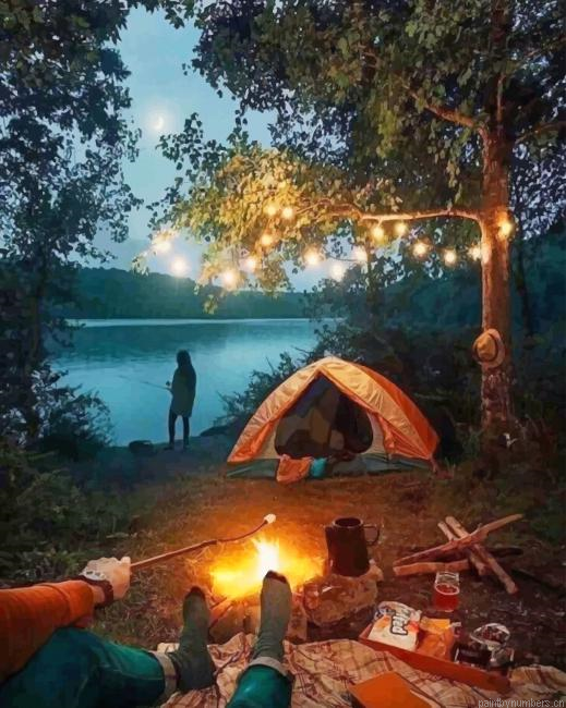 Night Camping Painting By Numberss.png