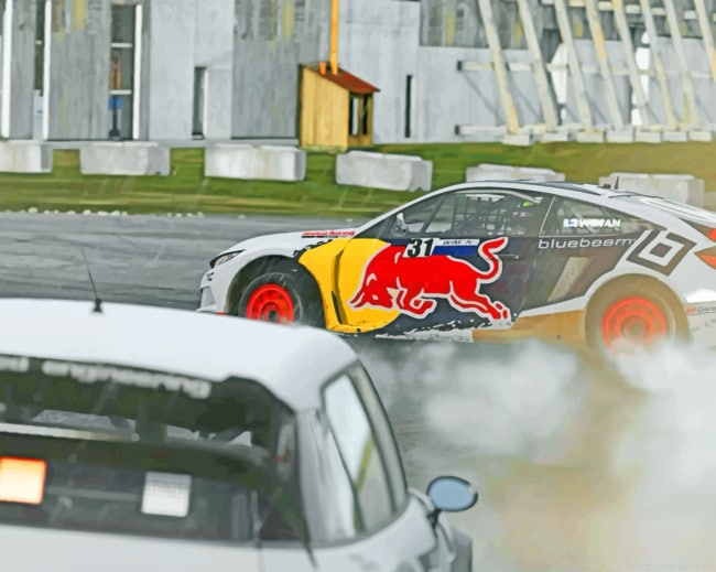 Nissan With Redbull Logo Sliding Cars Painting By Numbers.png