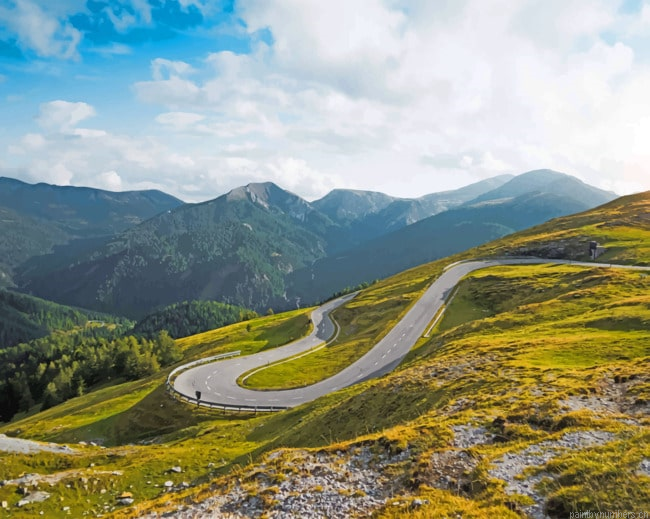 Nockalm Road In Austria Landscapes Painting By Numberss.png