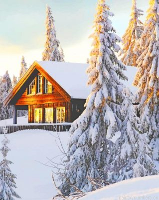 Norwegian Cabin In Snow Painting By Numbers.png