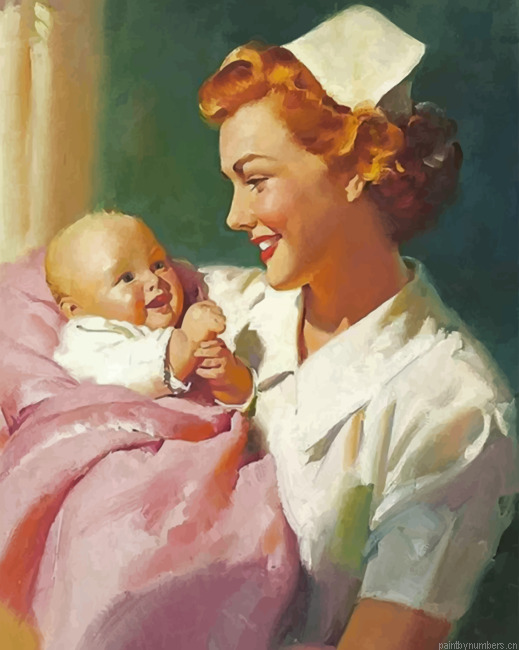 Nurse And A Newborn Painting By Numbers.png