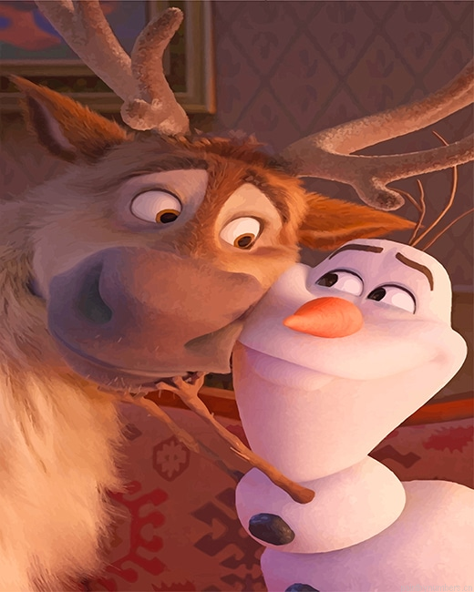 Olaf And Sven Frozen Painting By Numberss.png