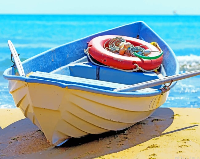 Old Boat On The Beach Seascapes Painting By Numberss.png
