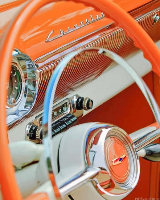 Old Chevy Steering Wheel Cars Painting By Numberss.png