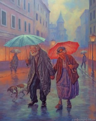 Old Couple In The Rain Painting By Numberss.png