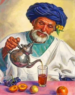 Old Moroccan Man Pouring Tea Painting By Numbers.png