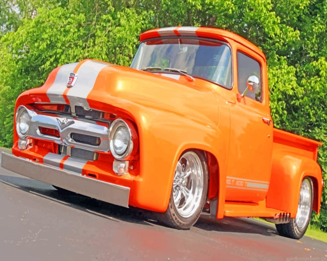 Old Orange Ford Truck Painting By Numberss.png