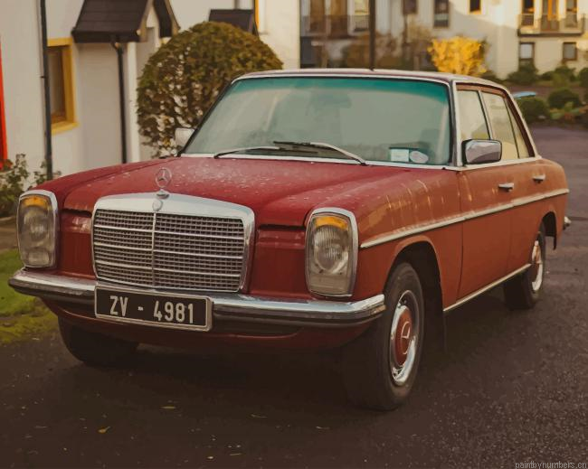 Old Red Mercedes Benz Cars Painting By Numberss.png