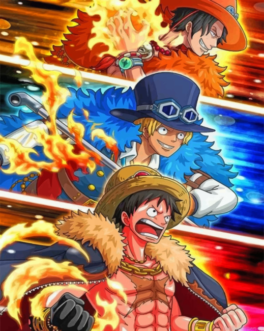 One Piece Luffy Ace Sabo Painting By Numberss.png
