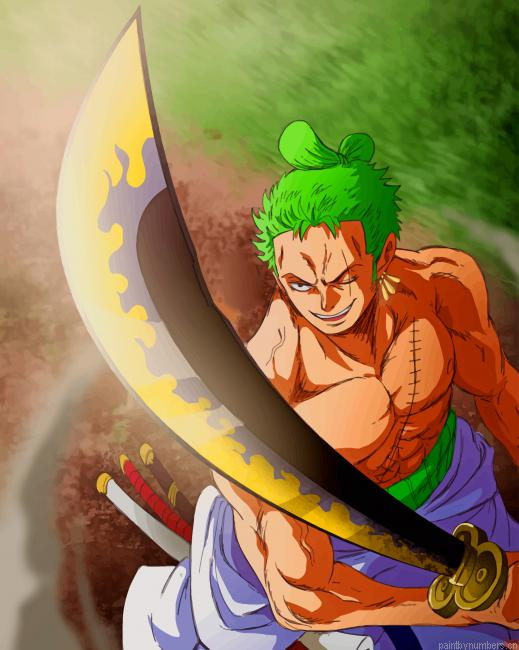 One Piece Zoro Anime Painting By Numberss.png