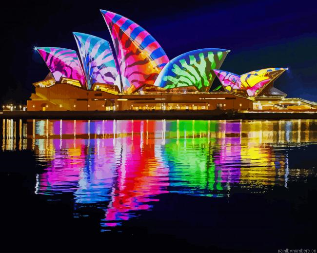 Opera House Colorful Reflection Painting By Numberss.png