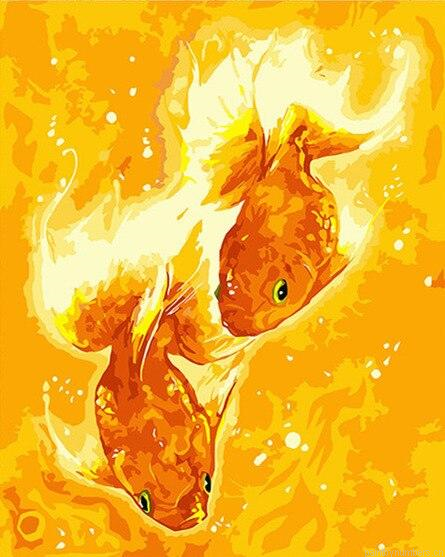 Orange Fishes Animals Painting By Numbers.png