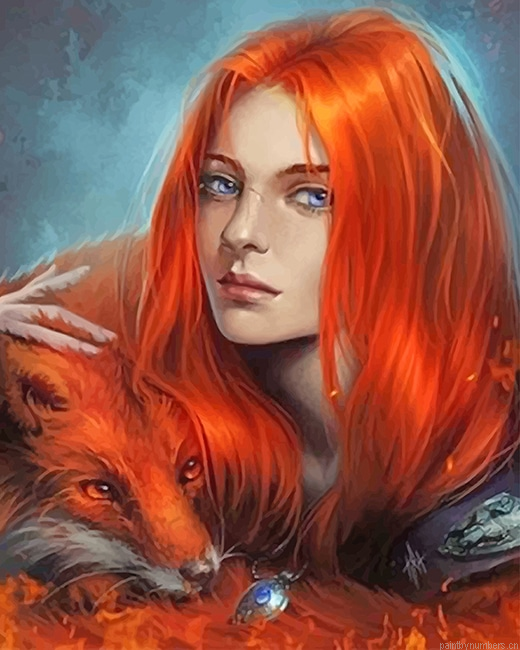 Orange Fox Woman Arts Painting By Numbers.png