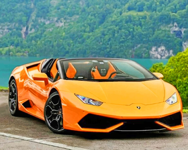 Orange Lamborghini Car Painting By Numberss.png