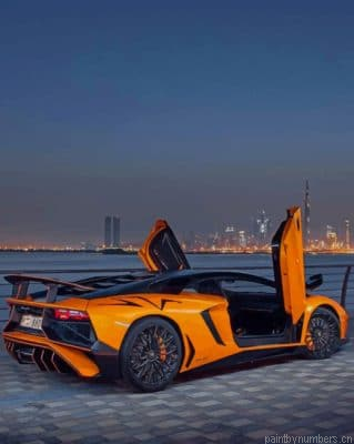Orange Lamborghini Cars Painting By Numberss.png