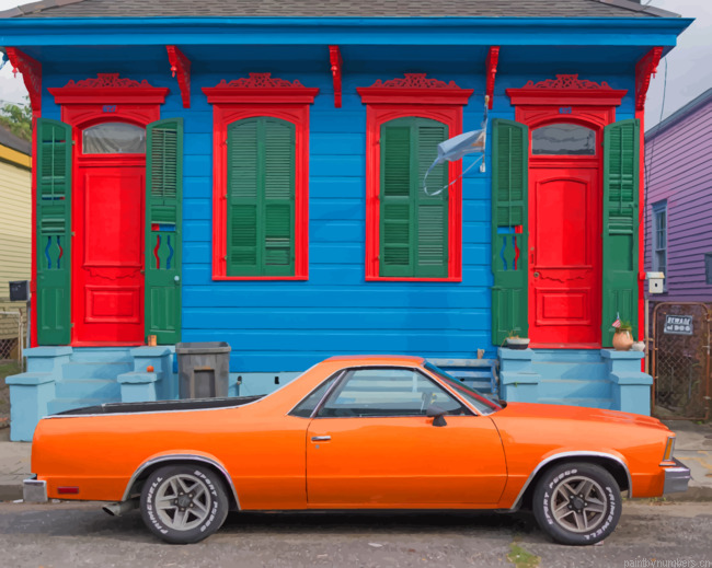 Orange Pick Up Chevy Cars Painting By Numberss.png