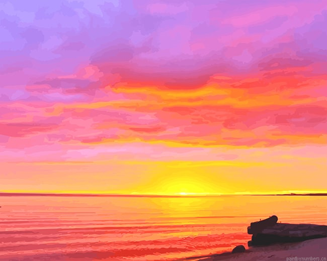 Orange Pink Sunrise Beach Landscapes Painting By Numbers.png