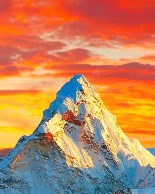 Orange Sky Mountain Landscapes Painting By Numberss.png