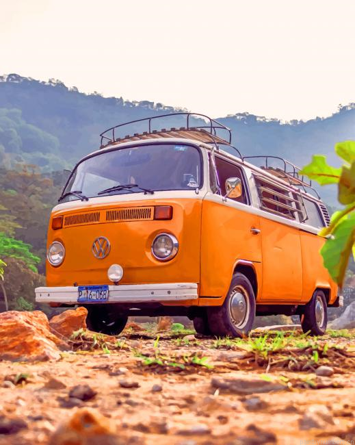 Orange Van In Nature Painting By Numberss.png