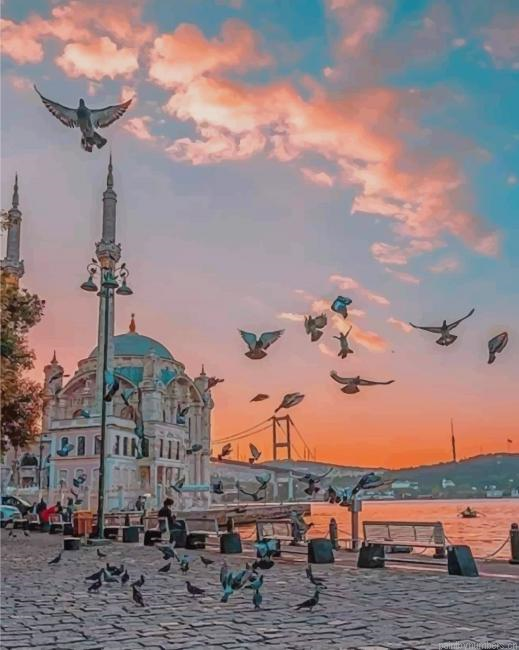 Ortakoy Sahili Turkey Buildings Painting By Numberss.png