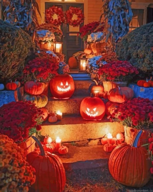 Outdoor Halloween Pumpkins Painting By Numberss.png