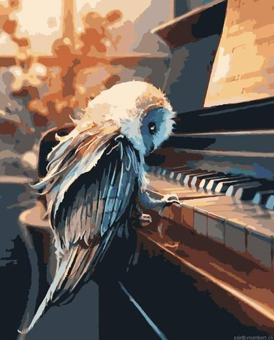 Owl On Piano Birds Painting By Numbers.png