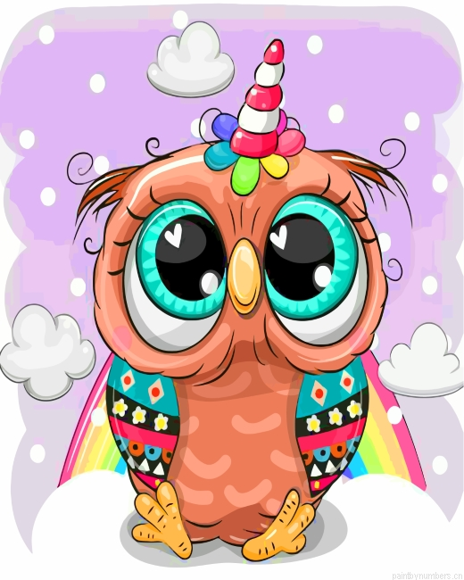 Owl With A Unicorn Horn Painting By Numbers.png