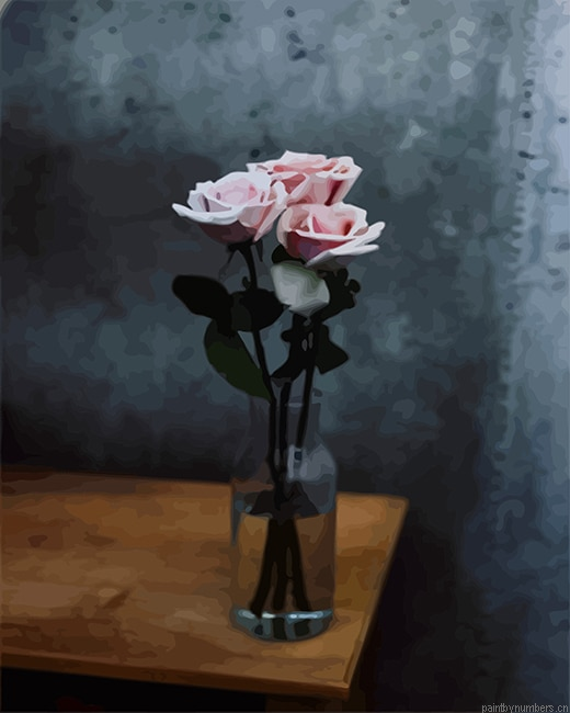 Pale Pink Roses Vase Flowers Painting By Numberss.png