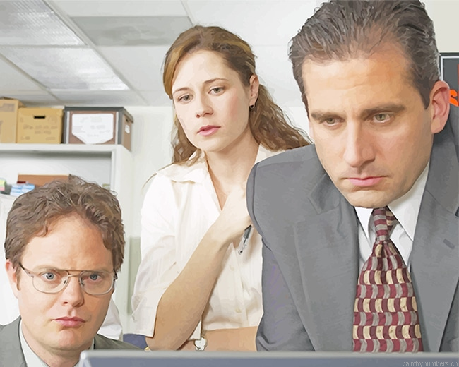 Pam Dwight Michael Scott The Office Sitcoms Painting By Numberss.png
