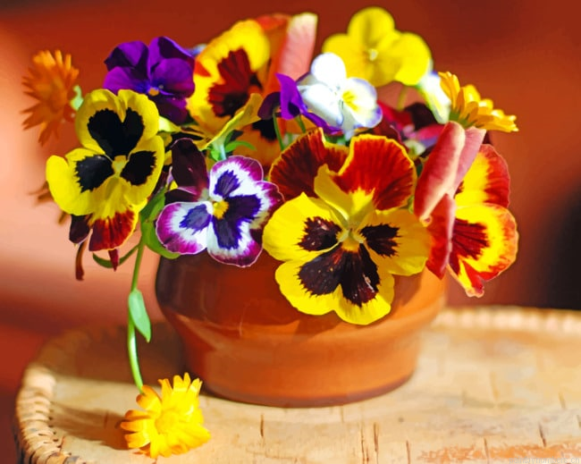Pansies Vase Flowers Painting By Numbers.png