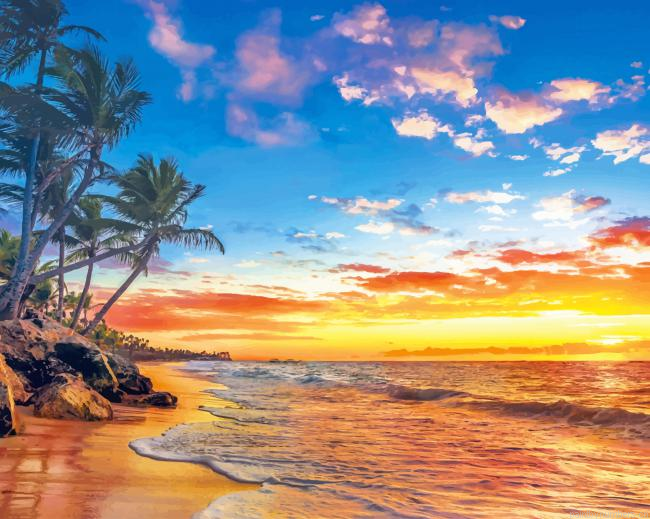 Paradise Beach Sunset Seascapes Painting By Numberss.png