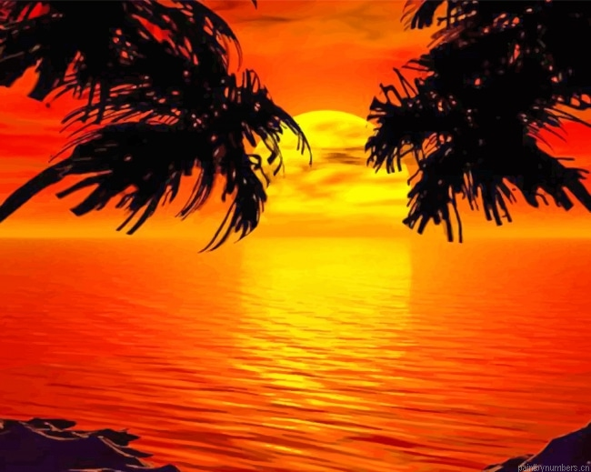 Paradise Sunset Tropical Island Painting By Numbers.png