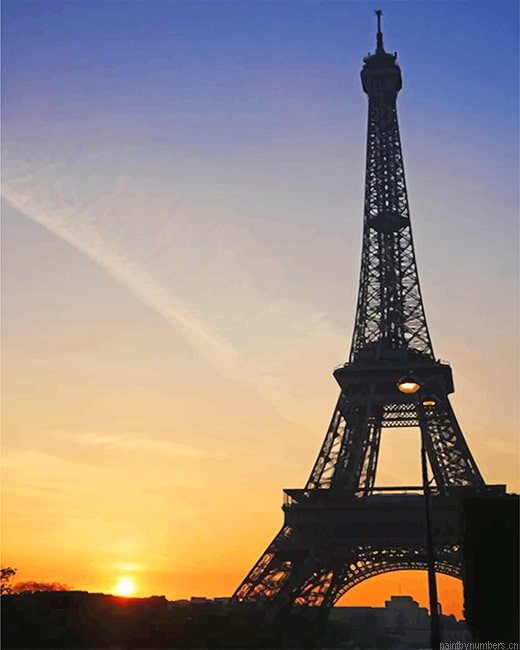 Paris Eiffel Tower Sunset Painting By Numberss.png