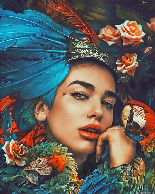Parrot Woman Arts Painting By Numbers.png