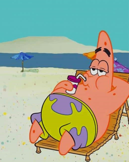 Patrick Star In The Beach Cartoons Painting By Numberss.png